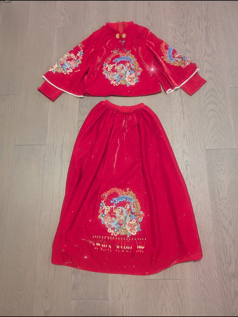 Girls' Traditional Chinese Wedding Dress (Qunkwa) Style Outfit
